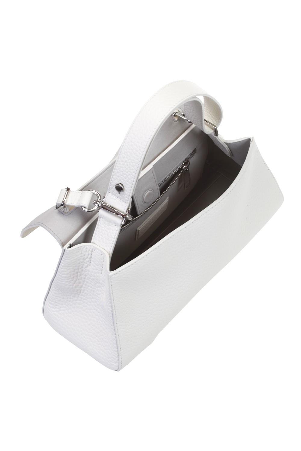 shop ORCIANI  Borsa: Orciani borsa Sveva Longuette Sense in pelle con tracolla.
Dimensioni: Larghezza: 34 cm / Altezza: 18 cm / Profondità: 14 cm.
Tasche: tre interne, di cui una con zip.
Chiusura: patta con bottone magnetico.
Funzionalità: apertura a scomparsa sulla parte alta della patta, tracolla di servizio regolabile e rimovibile.
Dettagli: pelle martellata; finitura palladio.
Made in Italy.. B02159 SOF-BIANCO number 4997538
